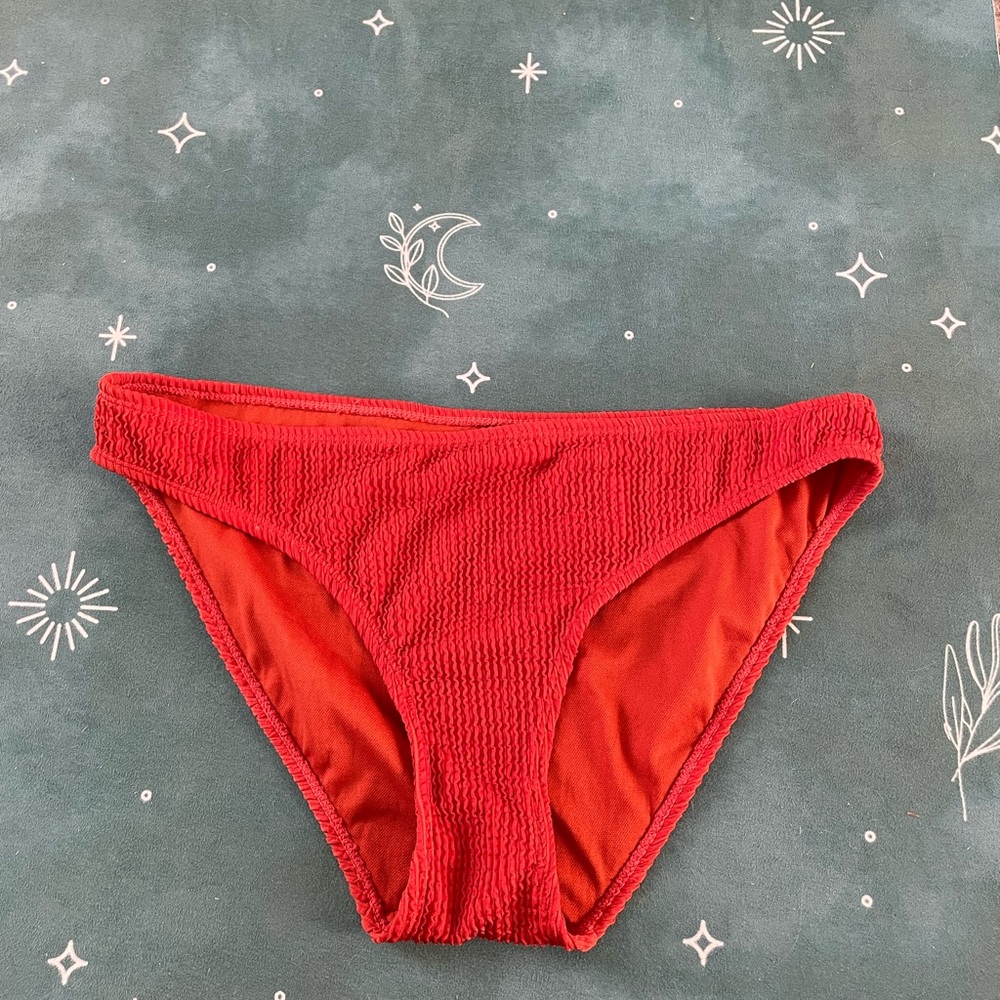 Vibrant Red Textured Swim Bottoms